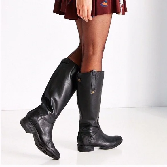 Sam Edelman Penny Black Leather Tall Riding Boots - Picture 3 of 17